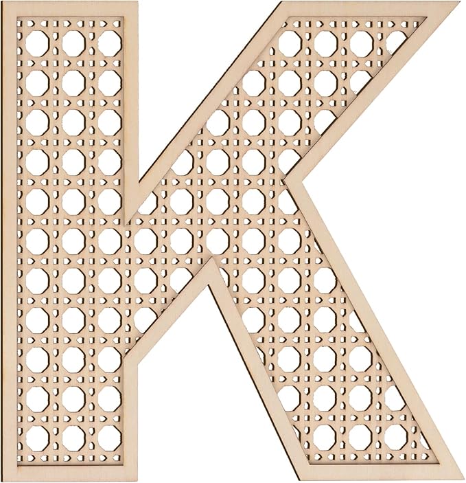 She Love Large Boho Wooden Rattan Letters 12 inch for Nursery Decor Wood Letter K Wall Decors for Baby Girl Boy Bedroom Home Rustic Name Sign Birthday Wedding Decorative letters