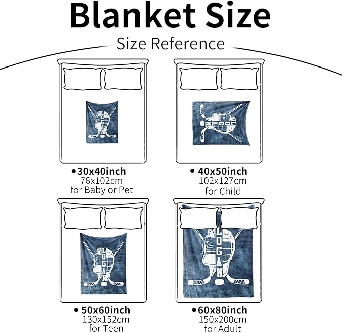 Custom Name Number Hockey Blanket: Personalized Gift for 0-3 Months Baby Nursery Blankets - Toddler Kids Boy Girl Adults Bedding Essentials(50 * 60inch)