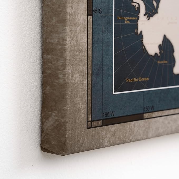 Canvas World Map with Cork Pin Board - English Lettering - Decorative Wall Decoration for All Rooms - Canvas Pictures with World Map Motif (150x100 cm, Pattern 18)