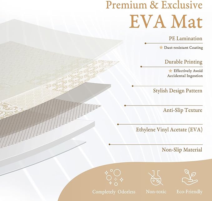 PopsyKosy Premium Baby Floor Play Mat - Thick & Cushioned 0.5 inch Playroom Foam Mat, Non-Toxic Odorless - 6 Tiles - Spacious 6x4 ft. - Stylish & Large, Waterproof for Kids & Toddlers - Totem Beige