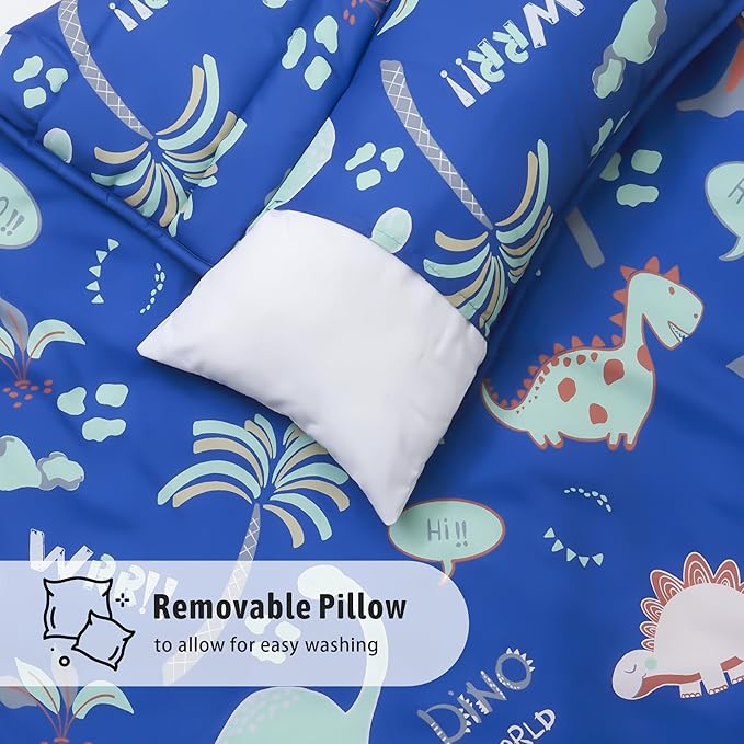 MORAIS Toddler Nap Mat with Pillow and Blanket, 52" x 20" Lightweight and Soft Nap Mat for Preschool, Daycare, Travel Sleeping Bags