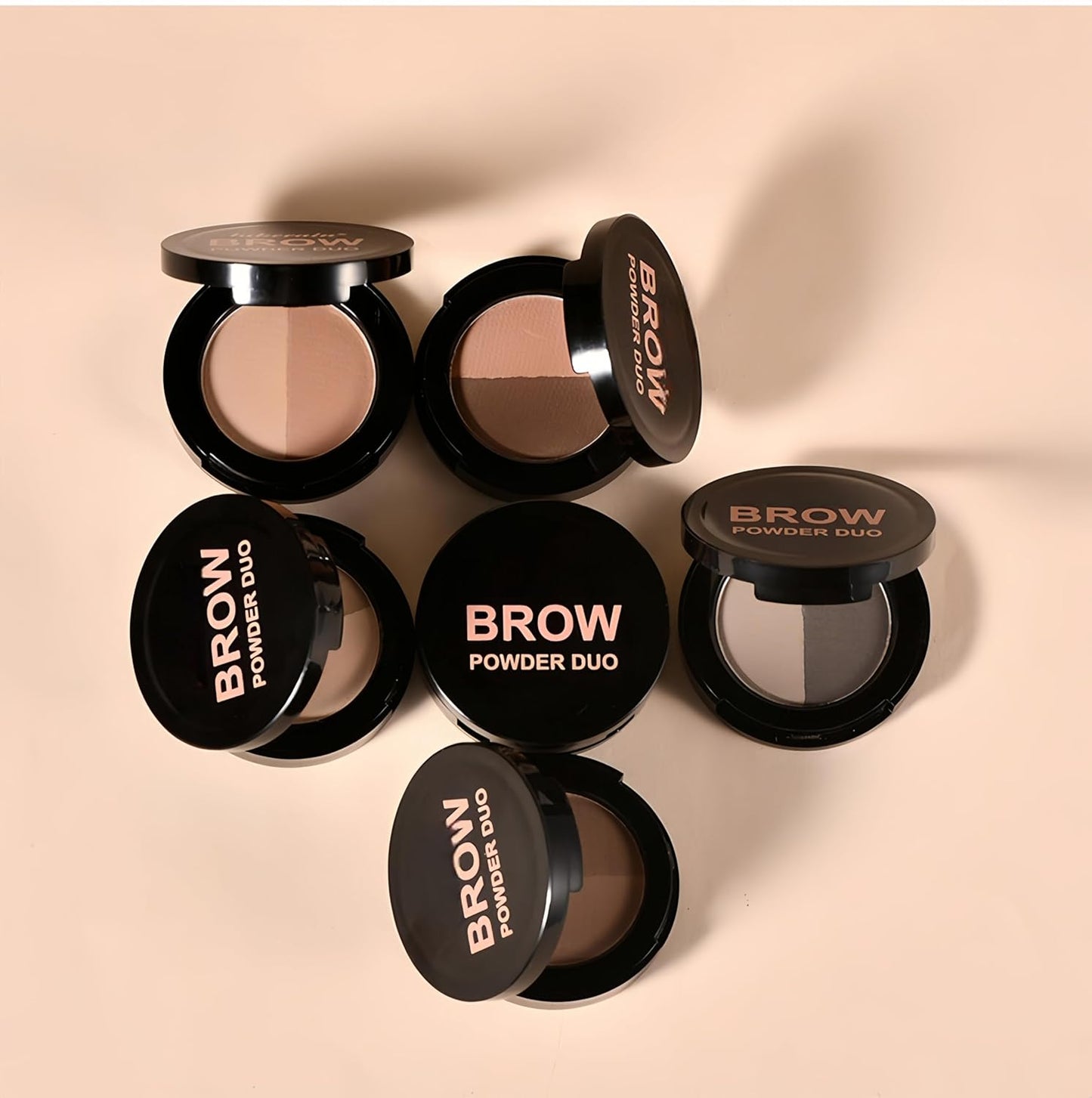 MAEPEOR Brow Powder Duo 6 Colors Natural Smooth Eyebrow Powder Professional Brow Contour Palette for Filler Defined & Sculpt (05 Ebony)