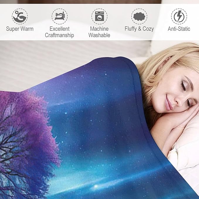 Tree of Life Blanket Arctic Tree Gifts for Girls Boys Woman Kids Aurora Borealis Lover Throw Blankets Soft Blanket Warm Fleece Flannel Plush Blankets for Bed Sofa Couch 40"x50"