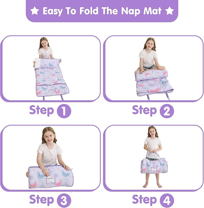 Viviland Toddler Kid Nap Mat for Preschool, Slumber Bag with Pillow and Blanket, Daycare Sleeping Bag Kindergarten Sleep Mat