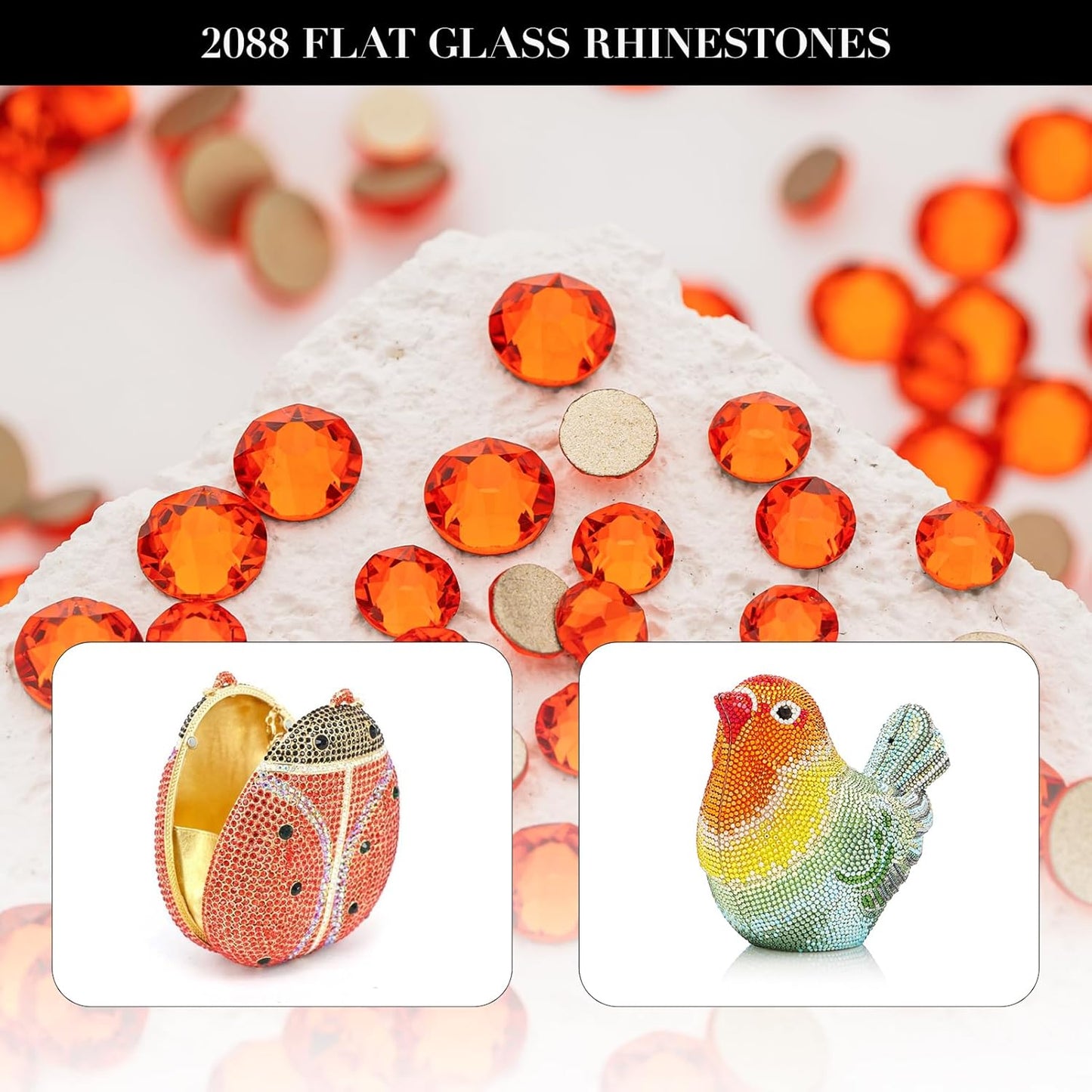 Novani Hyacinth/Orange Rhinestones 1440pcs Flat Back Round Rhinestone Style 2088 Sparkly Crystal Gemstones for Nail Art and Crafting SS16,3.8-4.0mm