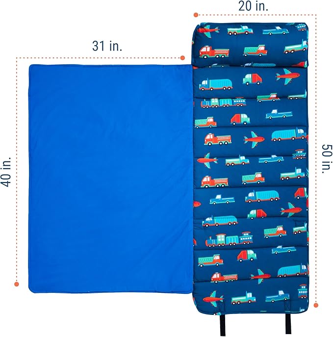Wildkin Kids Original Nap Mat – Cozy Kids Sleep Mat with Pillow, Ideal for School & Travel - Transportation