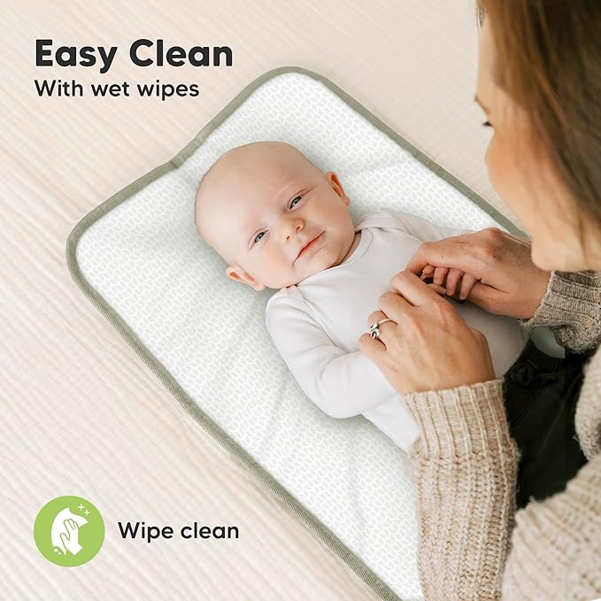 KeaBabies Portable Diaper Changing Pad, Easy Wipe Clean - Foldable Waterproof Baby Changing Mat for Diaper Bag, Compact, Lightweight, 25x13 Newborn, Infant, Baby Changer Travel Essential (Fox Vale)