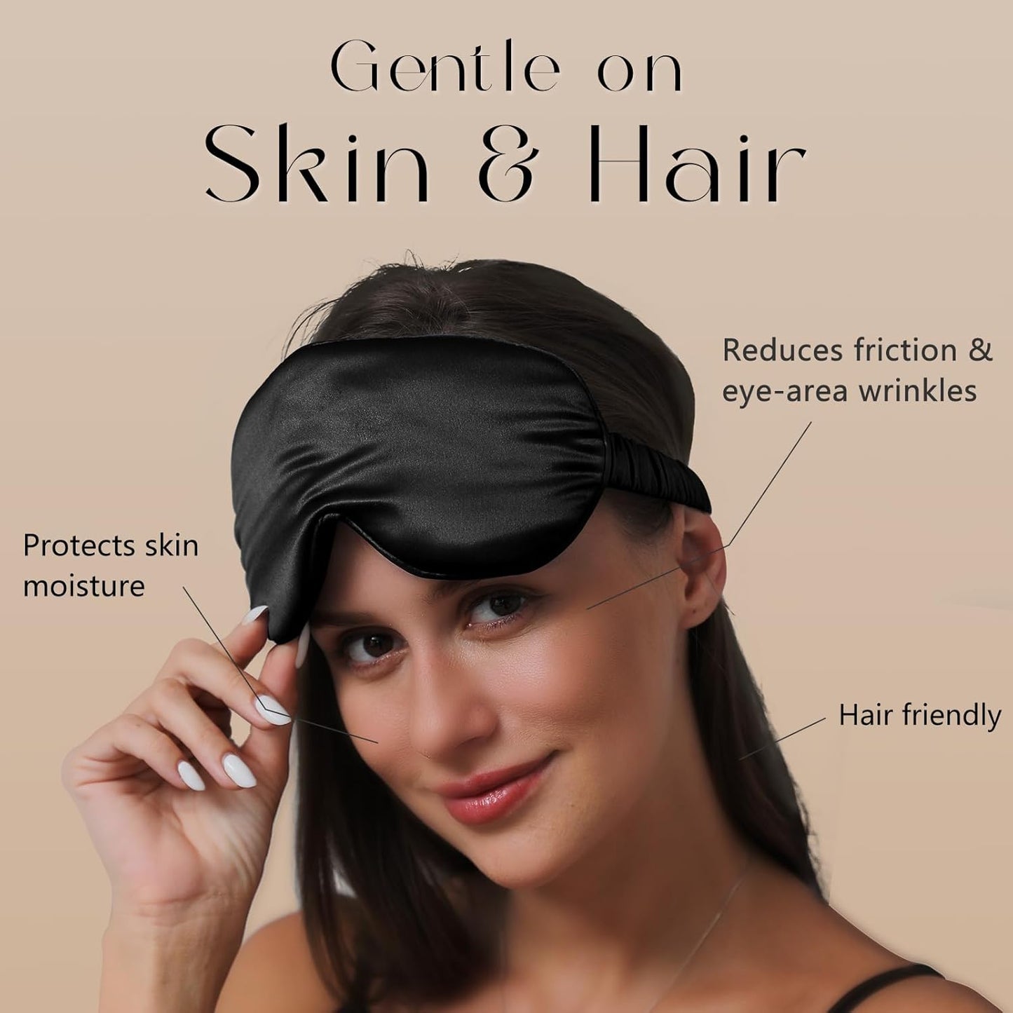 ZIMASILK Adjustable 22 Momme 100% Mulberry Silk Sleep Mask, Upgraded 3D Contoured Cup Eye Mask for Sleeping, Super Soft & Breathable Blindfold, Blackout for Deep Sleeping (Black)