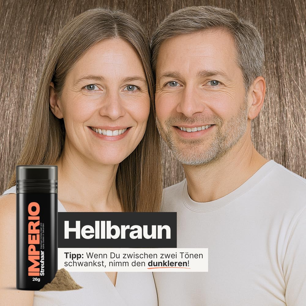 IMPERIO Hair Building Fibers for Thinning Hair - 26g Premium Hair Fibers for Women & Men in Hairdresser Quality - Hair thickening in less than 20 seconds (Light Brown)
