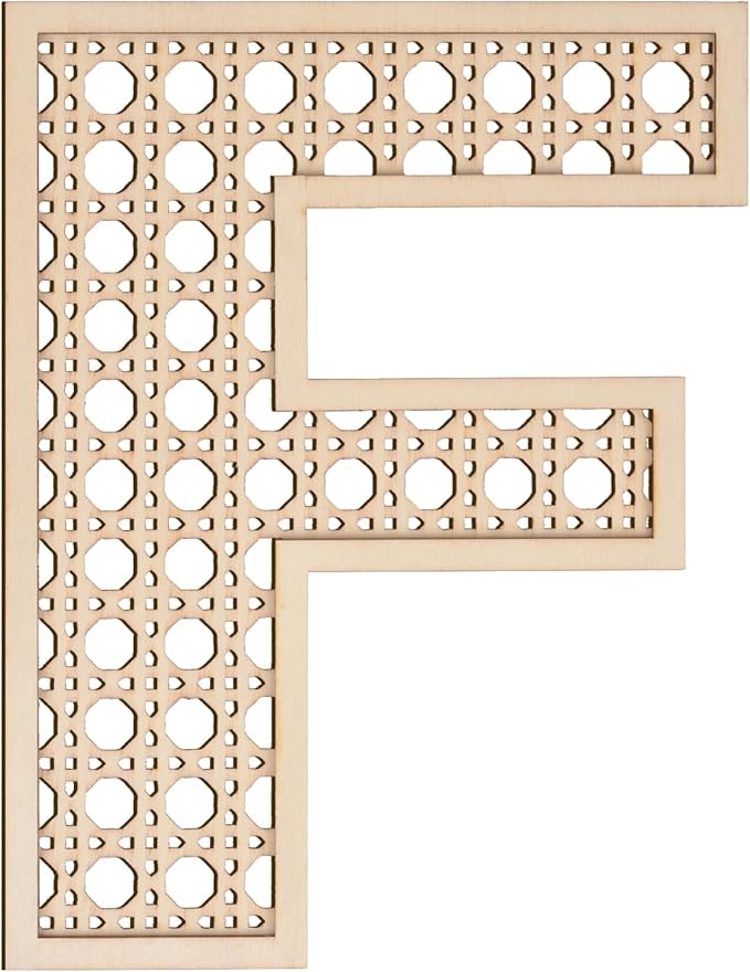 Large Boho Wooden Rattan Letters 12 inch for Nursery Decor Wood Letter F Wall Decors for Baby Girl Boy Bedroom Home Rustic Name Sign Birthday Wedding Decorative Letters