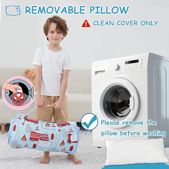 softan Toddler Nap Mat with Pillow and Blanket, Extra Large Rolled Napping Mats,Slumber Bags for Boys Girls,Easy to Roll up,Kids Sleeping Bag for Daycare, Preschool Travel Camping