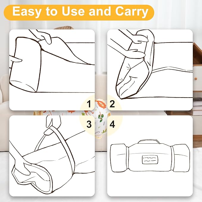 Viviland Toddler Nap Mat with Pillow and Minky Dot Blanket, Rolled Sleeping Mat/Slumber Bag for Girls Boys, Kids Nap Mat for Preschool, Daycare, Kindergarten, Travel Camping - Zoo Animal