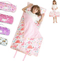 Toddler Nap Mat for Preschool 50''x30'' Sleeping Mat with Removable Pillow and Minky Blanket for Kids Ages 3-7 Roll Up Soft Sleeping Bag for Boys Girls Kindergarten Daycare Sleepover