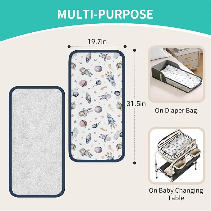 Portable Baby Diaper Changing Pad Foam Contoured Changing Table Pad with Soft Non-Slip Cover and Headrest Waterproof Diaper Bag for Dresser, Changing Table Topper Travel Outdoor