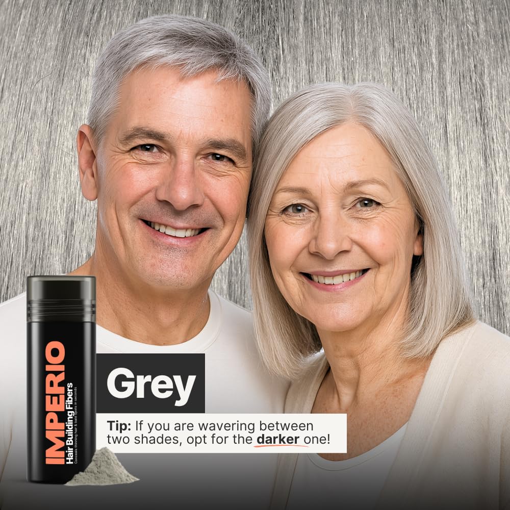 IMPERIO Hair Building Fibers for Thinning Hair - 26g Premium Hair Fibers for Women & Men in Hairdresser Quality - Hair thickening in less than 20 seconds (Gray)