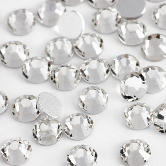 2000PCS SS20 Flatback Rhinestones | 12-Facet Diamond-Cut Glass Gems for Nail Art, Clothing, DIY Crafts |Glue-On Decoration Stones with Silver Backing(Crystal)