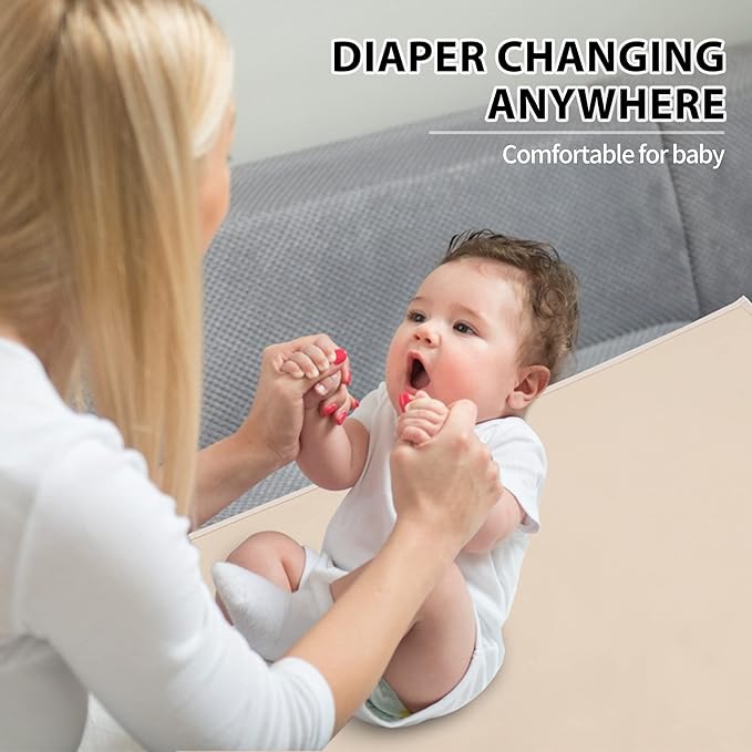 Vegan Leather Baby Changing Mat - Wipeable Portable Changing Pad, Foldable Travel Changing Mat for Baby, Newborns Toddlers Shower Gifts (Apricot,20"*28")