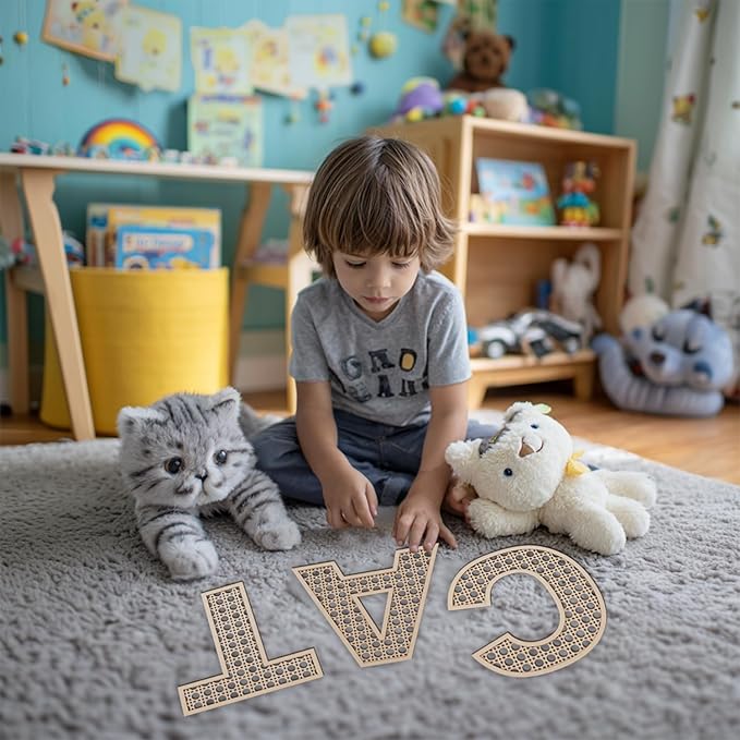 Large Boho Wooden Rattan Letters 12 inch for Nursery Decor Wood Letter F Wall Decors for Baby Girl Boy Bedroom Home Rustic Name Sign Birthday Wedding Decorative Letters