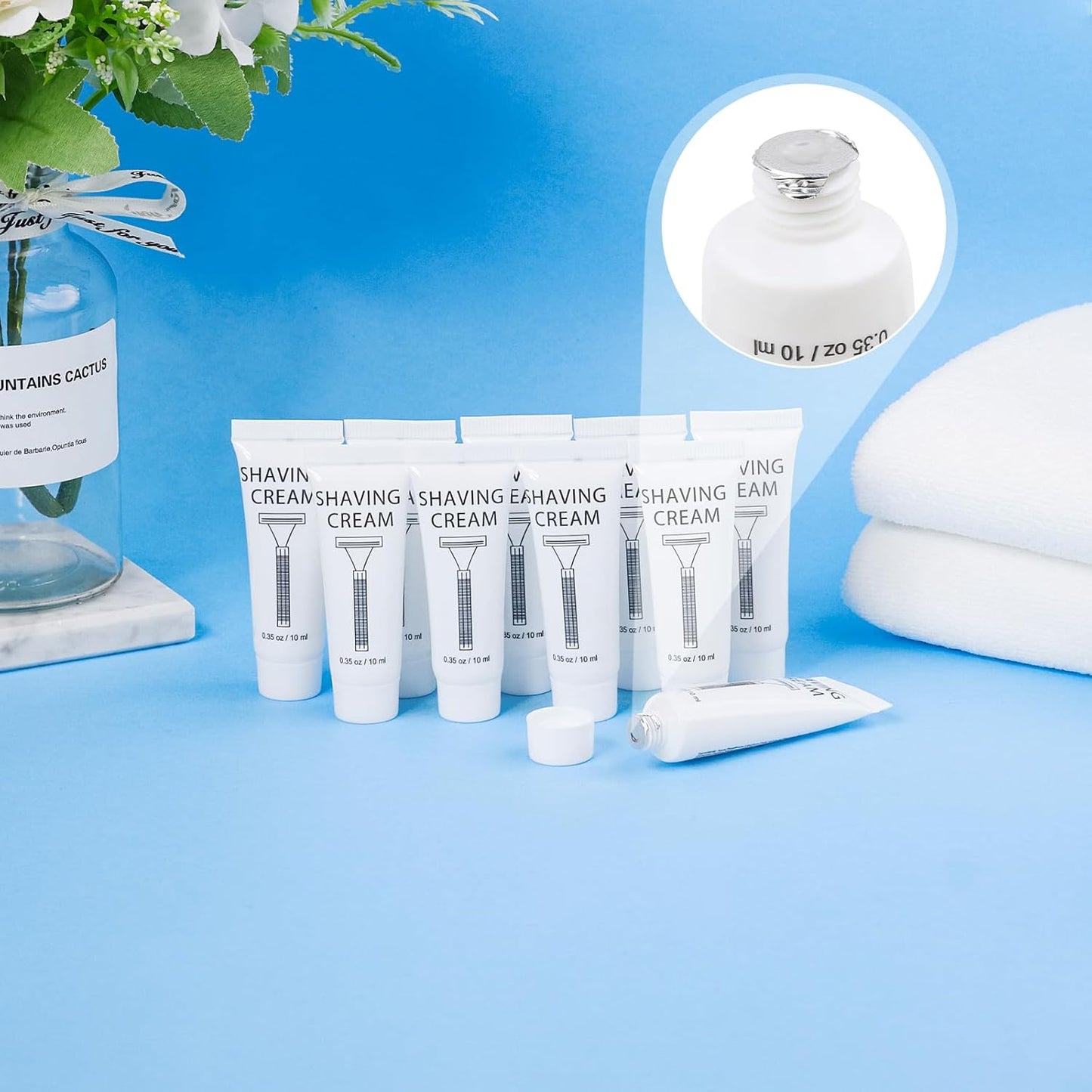 Pack of 20 Disposable Shaving Cream Bulk, Individually Wrapped, 10g/0.35 oz, Travel Size Hotel Toiletries Amenities