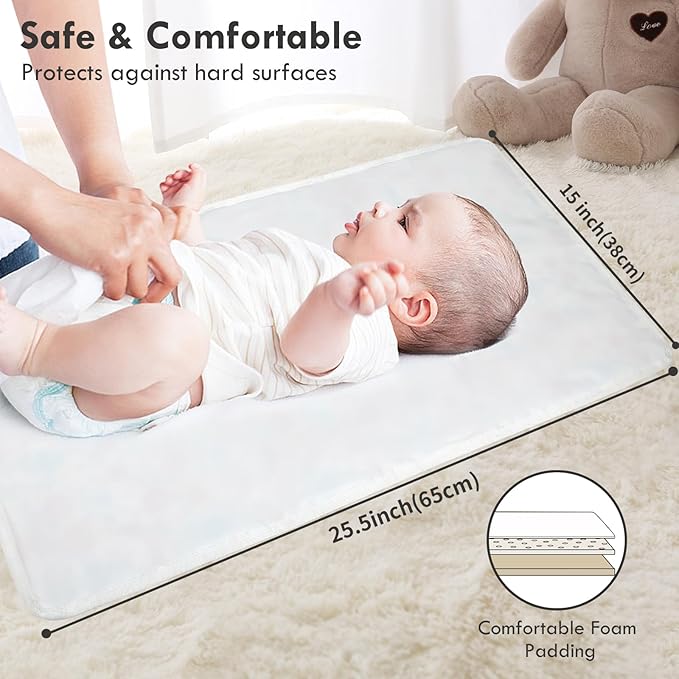 Portable Diaper Changing Pad for Baby - Waterproof Compact Changing Mat with Wrist Strap - Wipeable Travel Changing Pad for Diaper Bag - Gifts for Baby Shower by PHOEBUS BABY(Multicolor Floral)