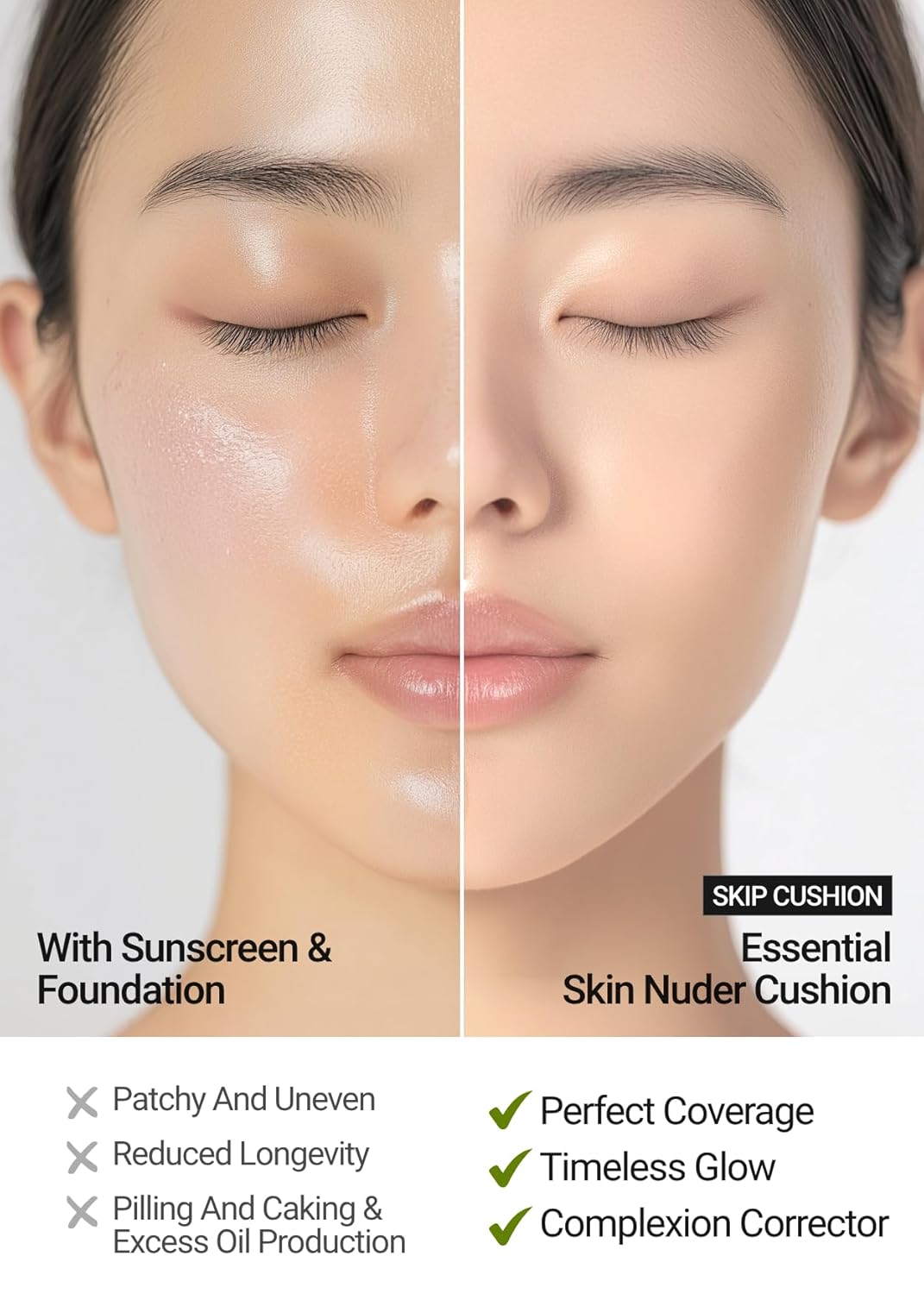 [JUNGSAEMMOOL OFFICIAL] Essential Skin Nuder Cushion (07 Medium) | Refill not Included | Natural Finish | SPF50 Broad Spectrum | Foundation Makeup | Korean Makeup Artist Brand