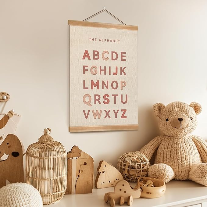 ZTGDA Alphabet Shapes Poster Set of 2, ABC Posters for Toddlers Decor, Shapes Alphabet Learning Poster Hanger Frame Wall Decor for Classroom Nursery Kids Room Playroom Preschool Decor