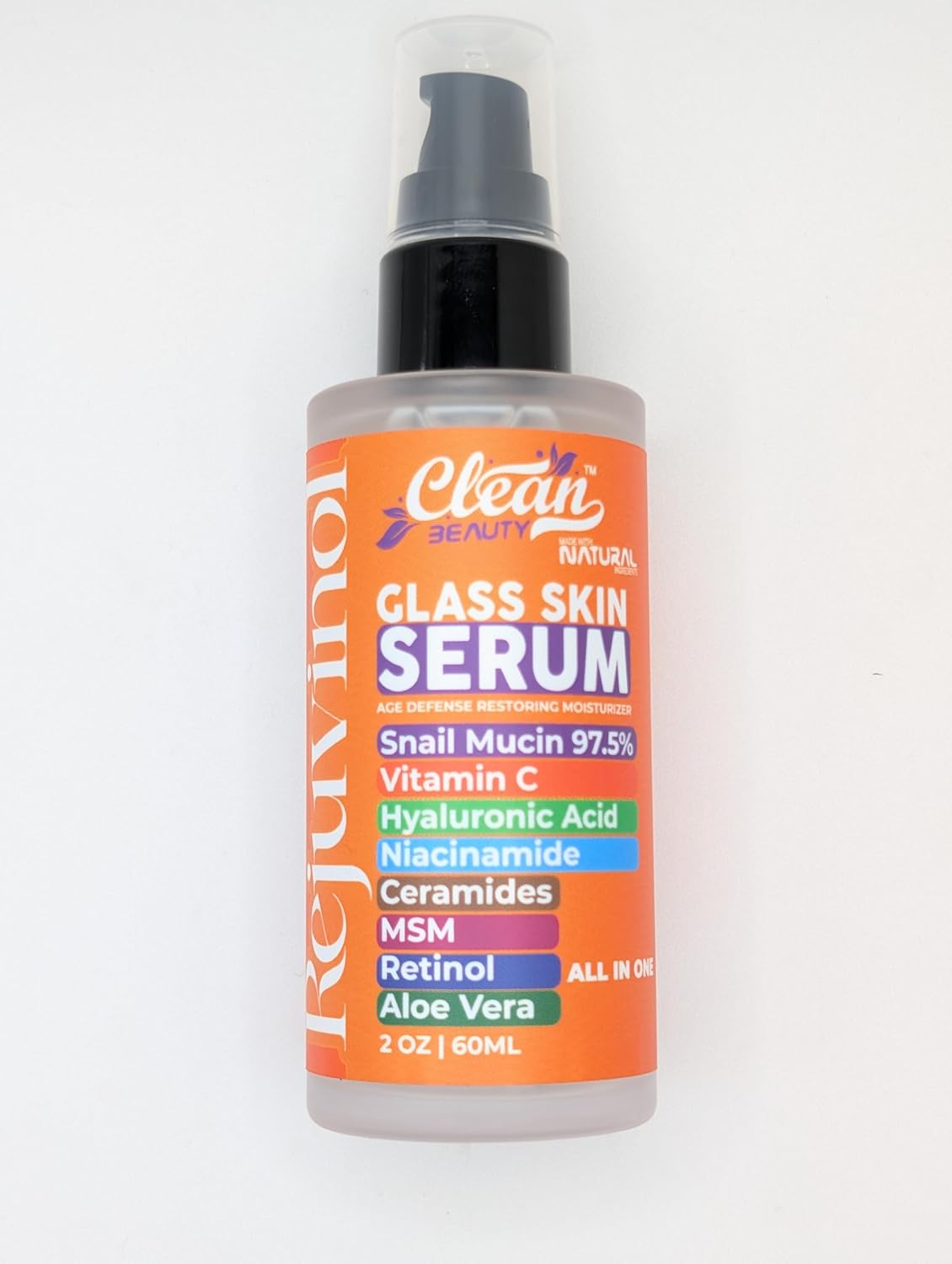 Clean Beauty Snail Mucin Serum Vitamin C Face Serum Anti Aging with Hyaluronic Acid Niacinamide Retinol MSM Aloe Vera & Ceramides, Korean Skin Care Dark Spot Remover for Glowing Skin Beauty, Pack of 1