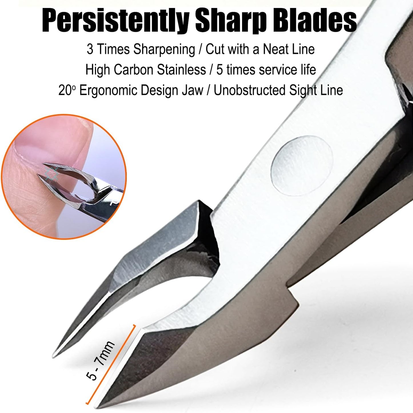 LePinko Professional Cuticle Trimmer kit, Super Sharp Dead Skin Clipper, Labor-saving Cuticula Remover for Fingernail Toenail, Manicure Pedicure Tool for Women Men, Home Salon Use, 7mm Jaw