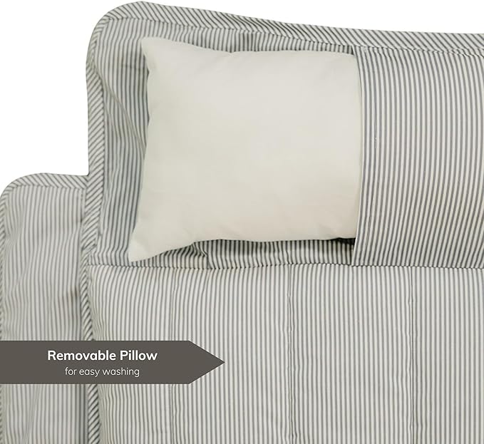 Organic Toddler Nap Mat – 100% Cotton Kids Washable Sleeping Mat & Detachable Pillow – Sleeping Bag with Soft 1.5” Pad – Ideal Nap Mat for Daycare, Preschool, & Sleepovers