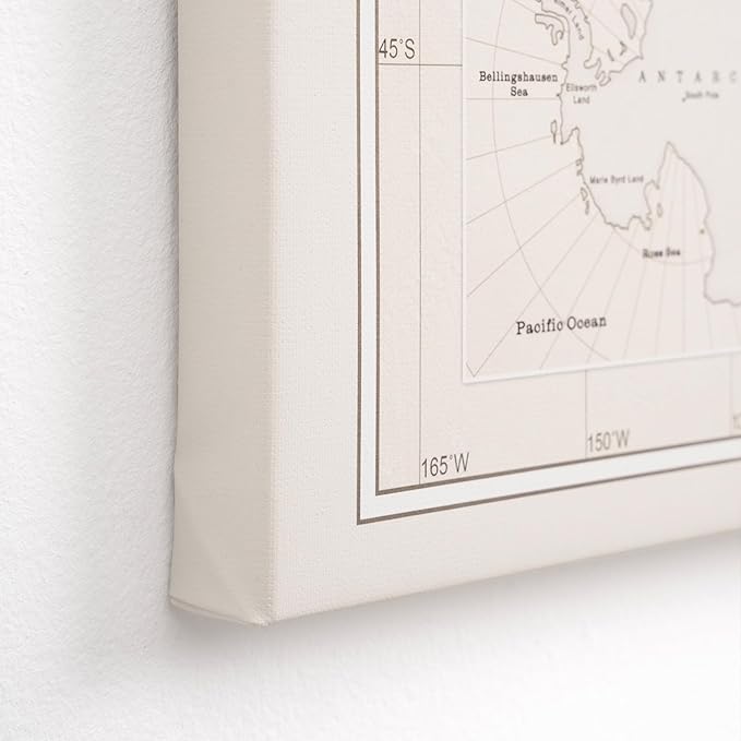 Canvas World Map with Cork Pin Board - English Lettering - Decorative Wall Decoration for All Rooms - Canvas Pictures with World Map Motif (70x50 cm, Pattern 8)