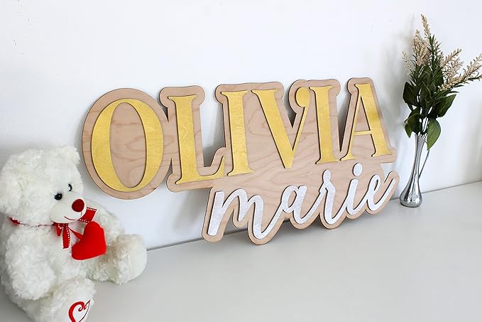 Large Wood Nursery Sign | Nursery name sign for Kids | Custom Wood Name Sign | 3D Wood Baby Name Sign (Pink)