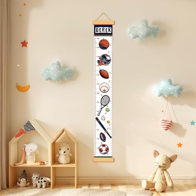Personalized Growth Chart for Kids, Wood Growth Chart for Kids Room Decor, Toddler Room Decor, Nursery Decor, Playroom Decor (Balls)