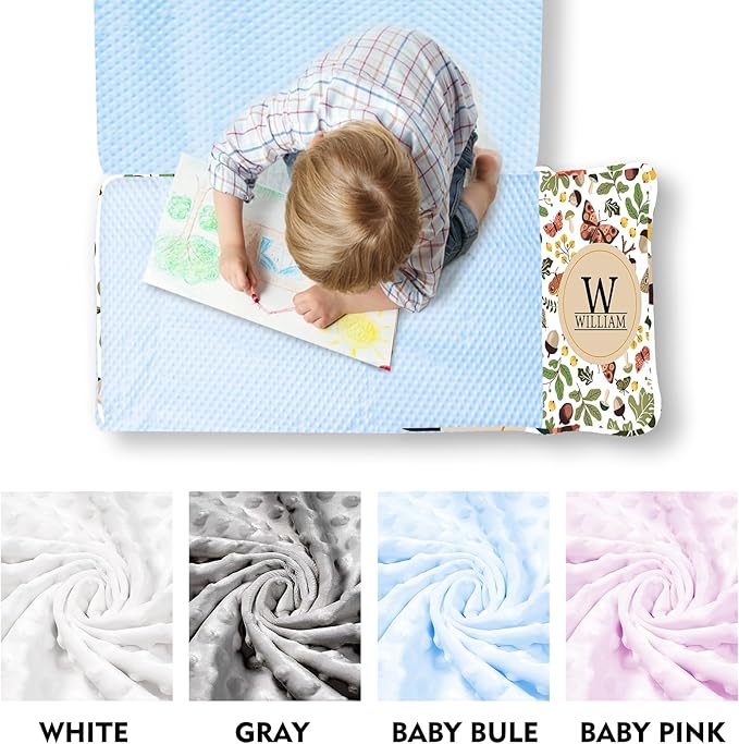 Personalized Toddler Nap Mats for Preschool, Custom Name Kids Sleeping Bag for Daycare, Roll Up Sleeping Mat with Removable Pillow and Soft Dot Minky Blanke for Boys Camping Travel