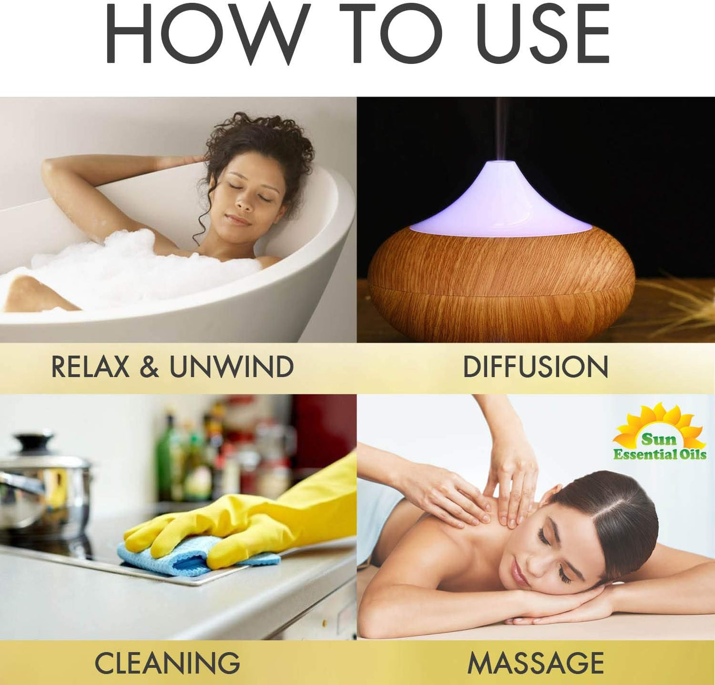 Sun Essential Oils - Vanilla Essential Oil 16 oz for Diffuser, Skin, Hair, Humidifier & Aromatherapy Massage, Scent for Candle, Lotion & Soap Making & Room Freshener