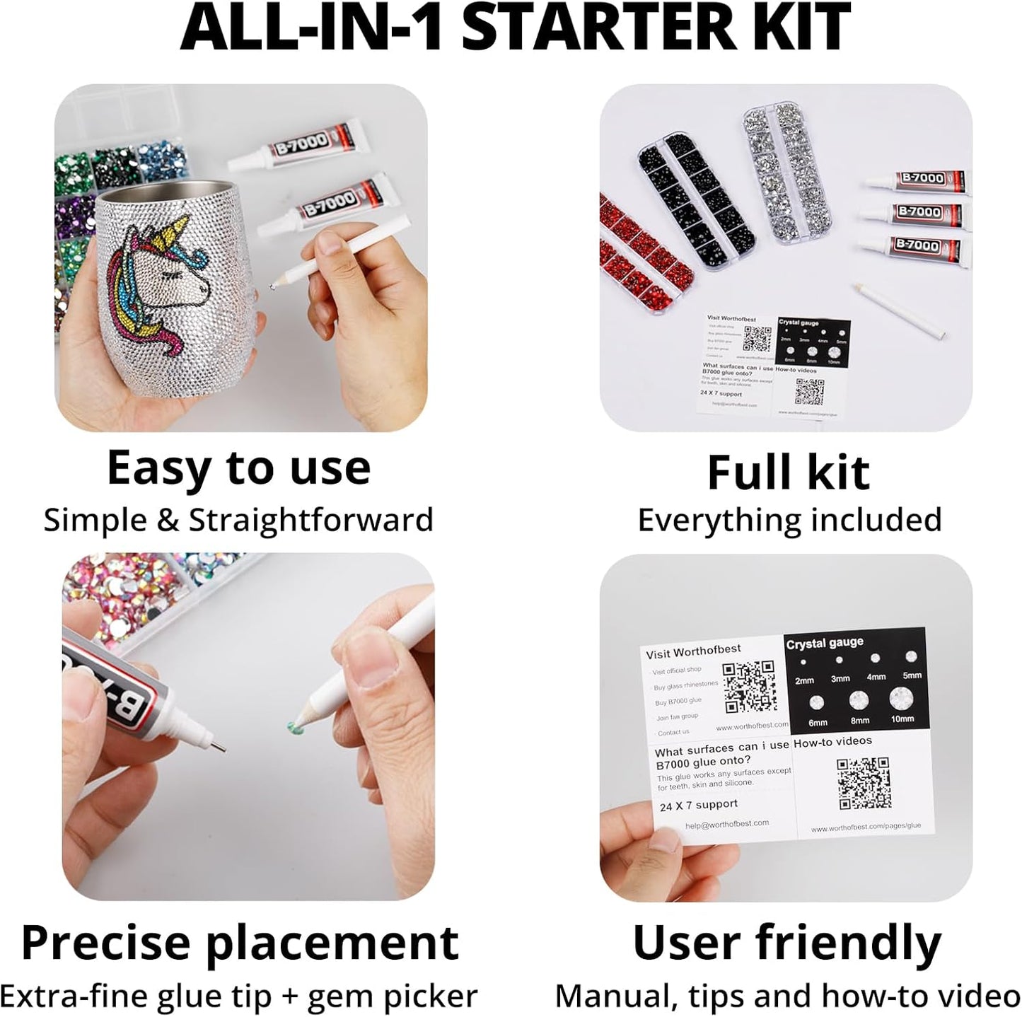 6000Pcs Solid White Rhinestones for Crafting Bedazzling with b7000 Glue, Bling Resin Flatback Crystals Diamonds for Crafts Clothing Tumblers Shoes Fabric Canvas, Flat Back Gems Mix 2-6mm