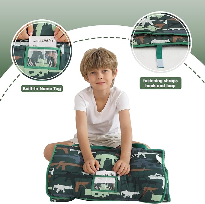 Viviland Toddler Kid Nap Mat for Preschool, Slumber Bag with Pillow and Blanket, Daycare Sleeping Bag Kindergarten Sleep Mat