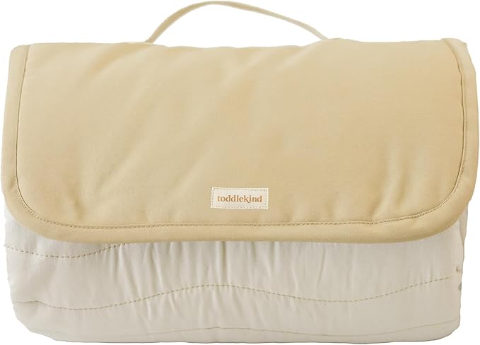 Toddlekind Premium Indoor/Outdoor Playmat & Picnic Blanket – Organic Quilted Cotton, Water-Resistant, Anti-Slip, Reversible Design, Spacious Play Mat for 6 People, Easy Roll-Up w/Carry Handle, Tofu