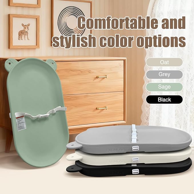 Baby Changing Pad, EVA Waterproof Non-Slip Changing Table Pad with Adjustable Strap for Dresser Changing Table Nursery, Portable Diaper Changing Pad, Green