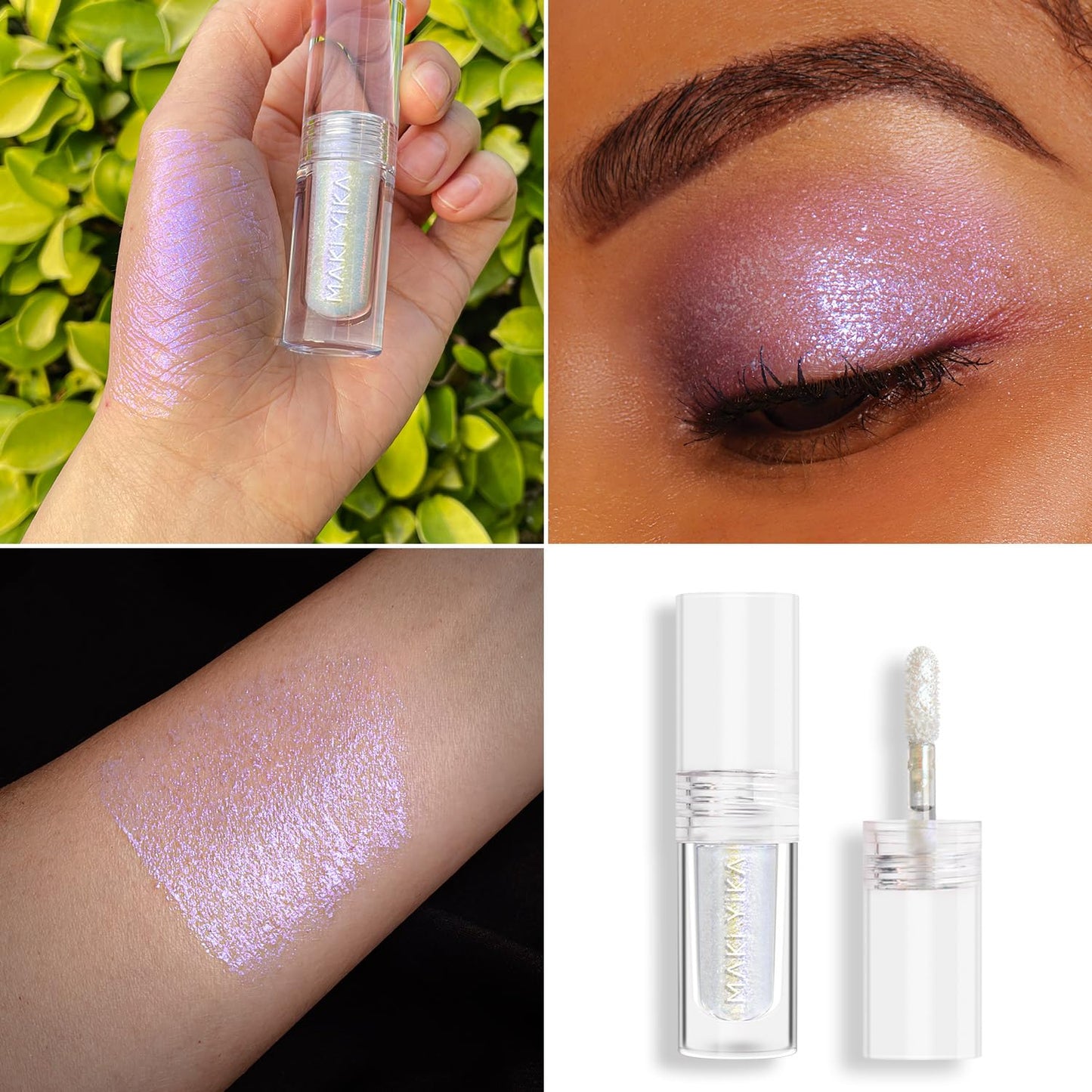 MAKI YIKA Glitter Eyeshadow Silver Multichrome Eyeshadows Long Lasting, Metallic Chameleon Eye Shadow Smudgeproof Holographic Eye Topper Glitters (#8 Dream)