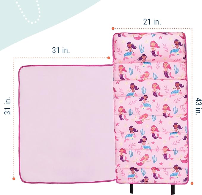 Wildkin 43-inch Kids Nap Mat – Soft Microfiber Toddler Sleeping Mat with Pillow