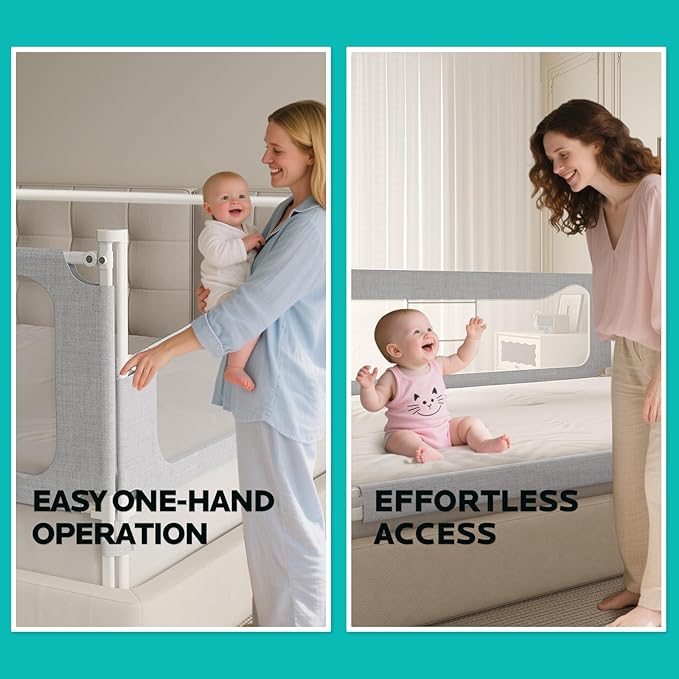 Queen Size Toddler Bed Rail: 3-Side Protection Bedrail for Queen Bed - Extral Tall Adjustable Child Safety Side Railing Guards for Infants Kids Child(78.7x78.7x59”)