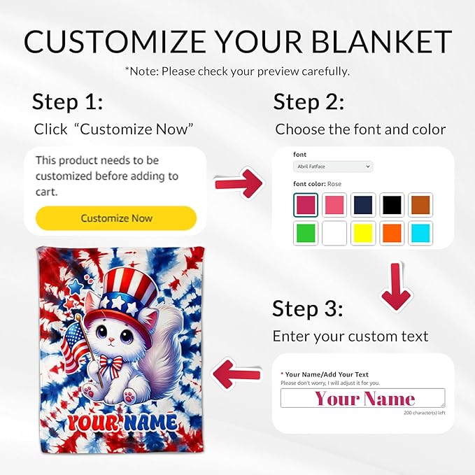 Personalized Cat Blanket for Girls - 40" x 50" Inches Cat Lovers Blankets - Warm Soft Throw for Couch, Sofa & Chair