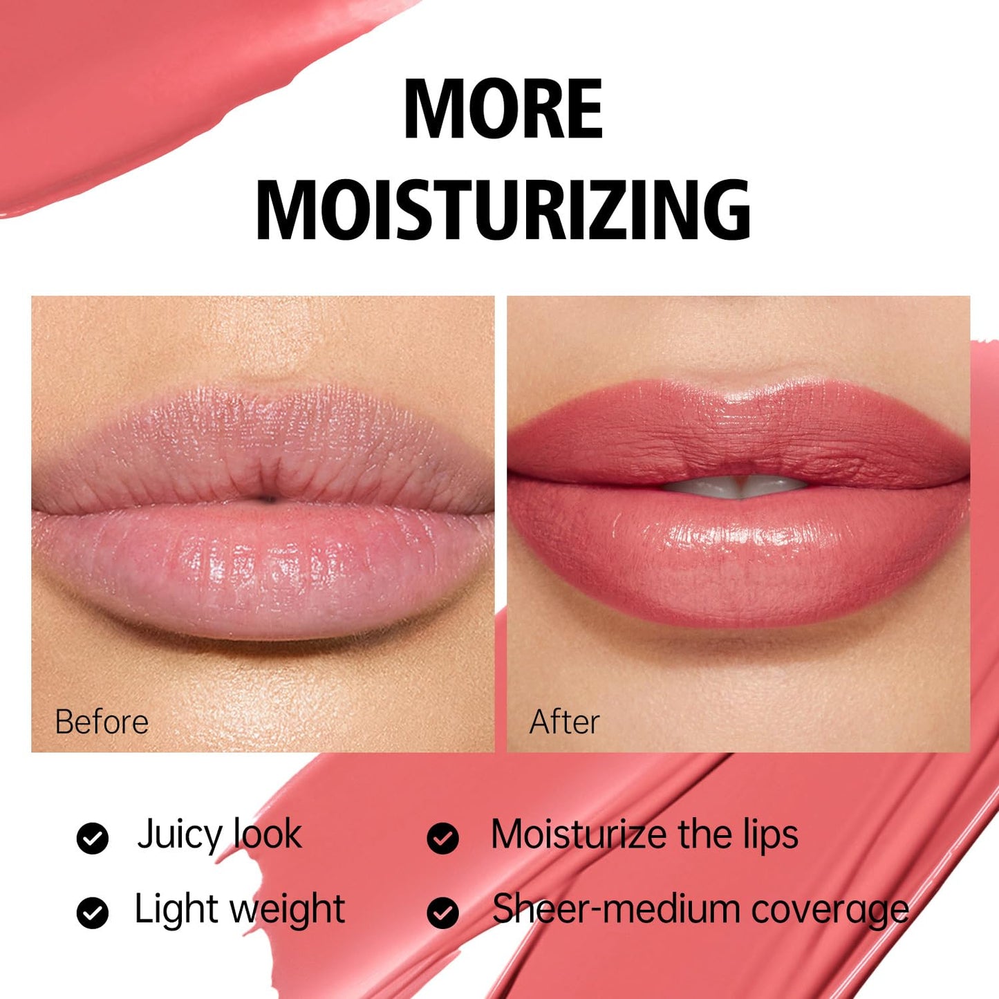 MAKI YIKA Moisture Red Lipstick for Women Hydrated Tinted Lip Balm for Dry Cracked Lips Weightless Glossy Lip Color Juicy Finish,MA037 Apricot Peach
