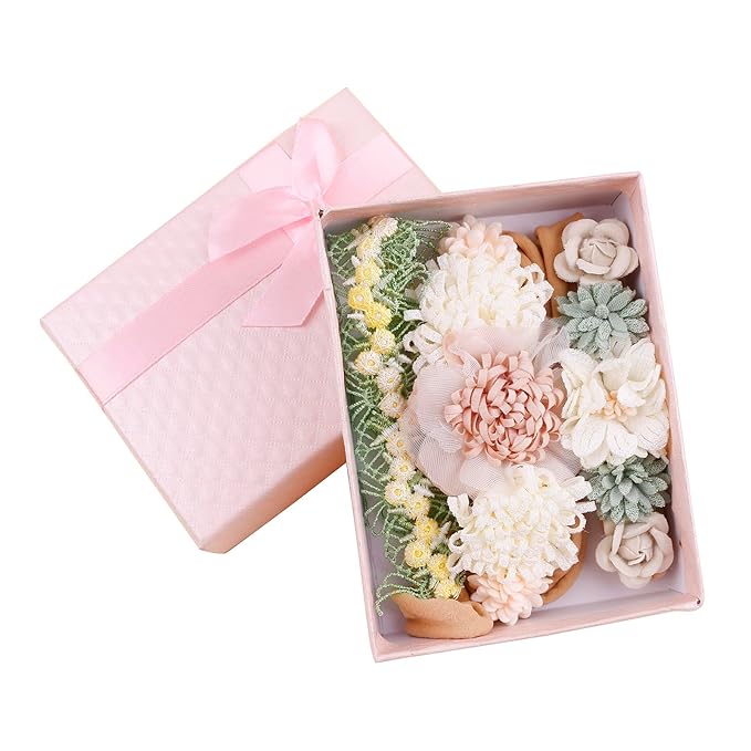 cherrboll 3pcs Baby Girl Headbands Flowers, Super Soft & Stretchy Nylon Floral Hairbands for Newborn Toddler