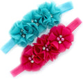 My Lello Flower Headbands Baby - Girls - Toddler Fabric Beaded Stretchy Elastic Pair
