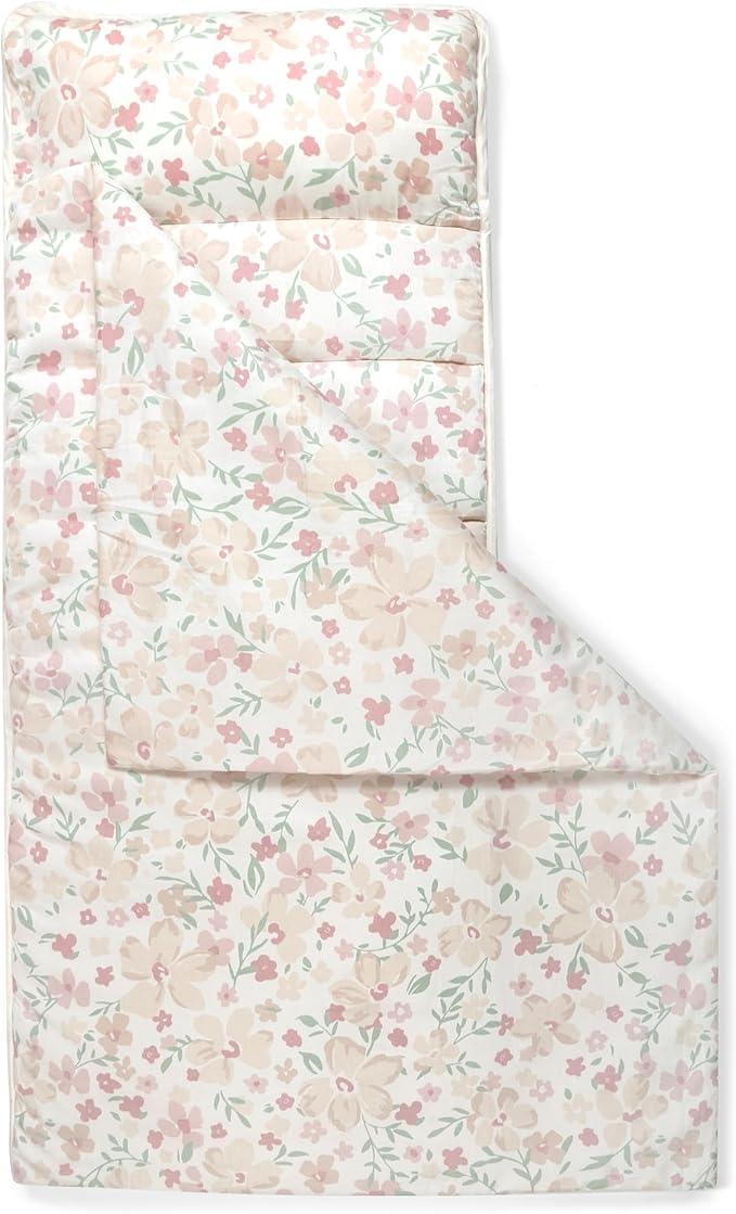 Makemake Organics GOTS Certified Organic Cotton Nap Mat with Detachable Pillow for Kids Soft Sleeping Bag for Toddlers, Boys, Girls - Ideal for Daycare, Preschool, Kindergarten