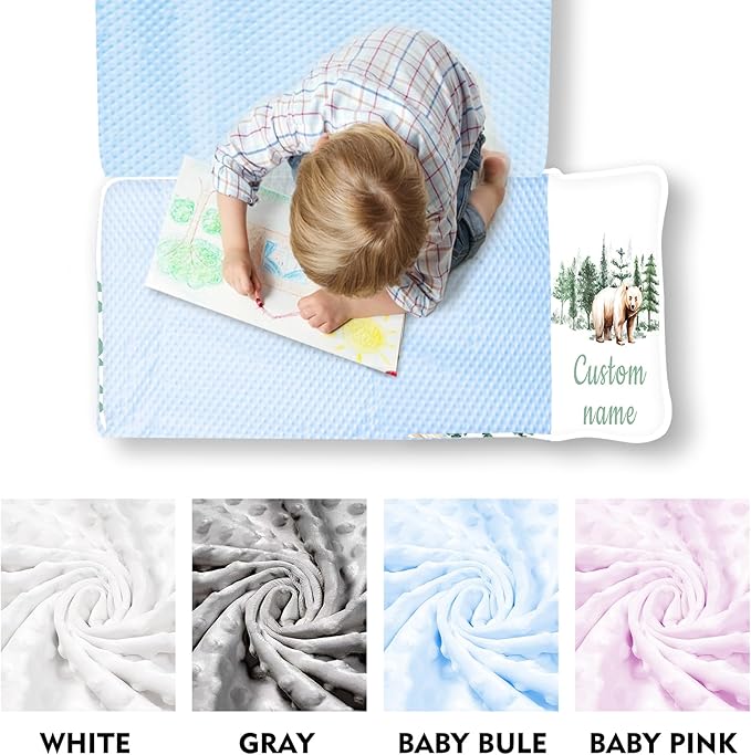 Personalized Toddler Nap Mats for Preschool, Custom Name Kids Sleeping Bag for Daycare, Roll Up Sleeping Mat with Removable Pillow and Soft Dot Minky Blanke for Boys Camping Travel
