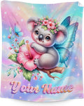 Girls Blanket - Personalized Koala Gifts for Kids - Warm Fuzzy Toddler Throw Blankets Stuff Decor