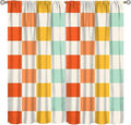 70s Retro Curtains,Cute Green Pink Yellow Checkered Hippie Window Treatments for Kids Girl Bedroom Window 63"" W X 63"" L, Style-7