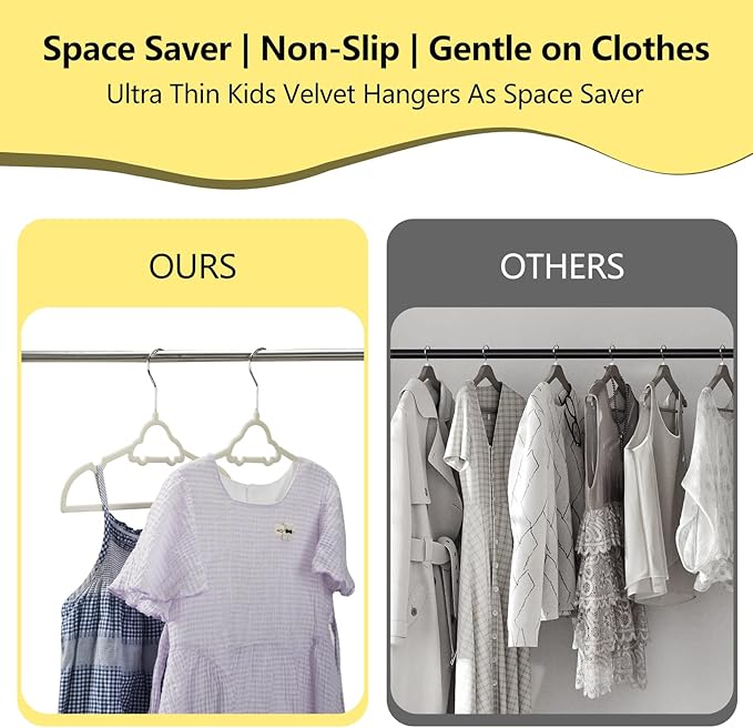 GoodtoU Kids Velvet Hangers, 50 Pack Baby Hangers for Closet Toddler Hanger Infant Clothes for Organization & Children's Storage (12.6 x 8.26 inch, Car)